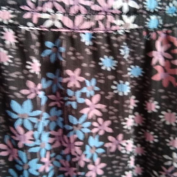 Mauve Boho Black Floral Tiered Skirt - Picture 2 of 4